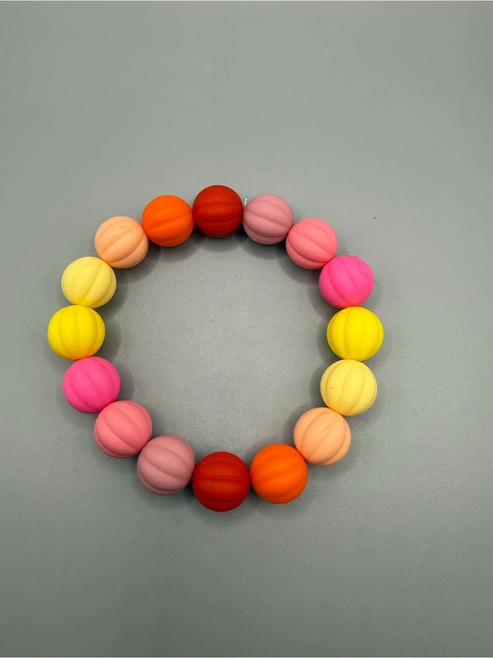 Colorful Bead Silicon Keychain Bracelet - Handmade #K0336C